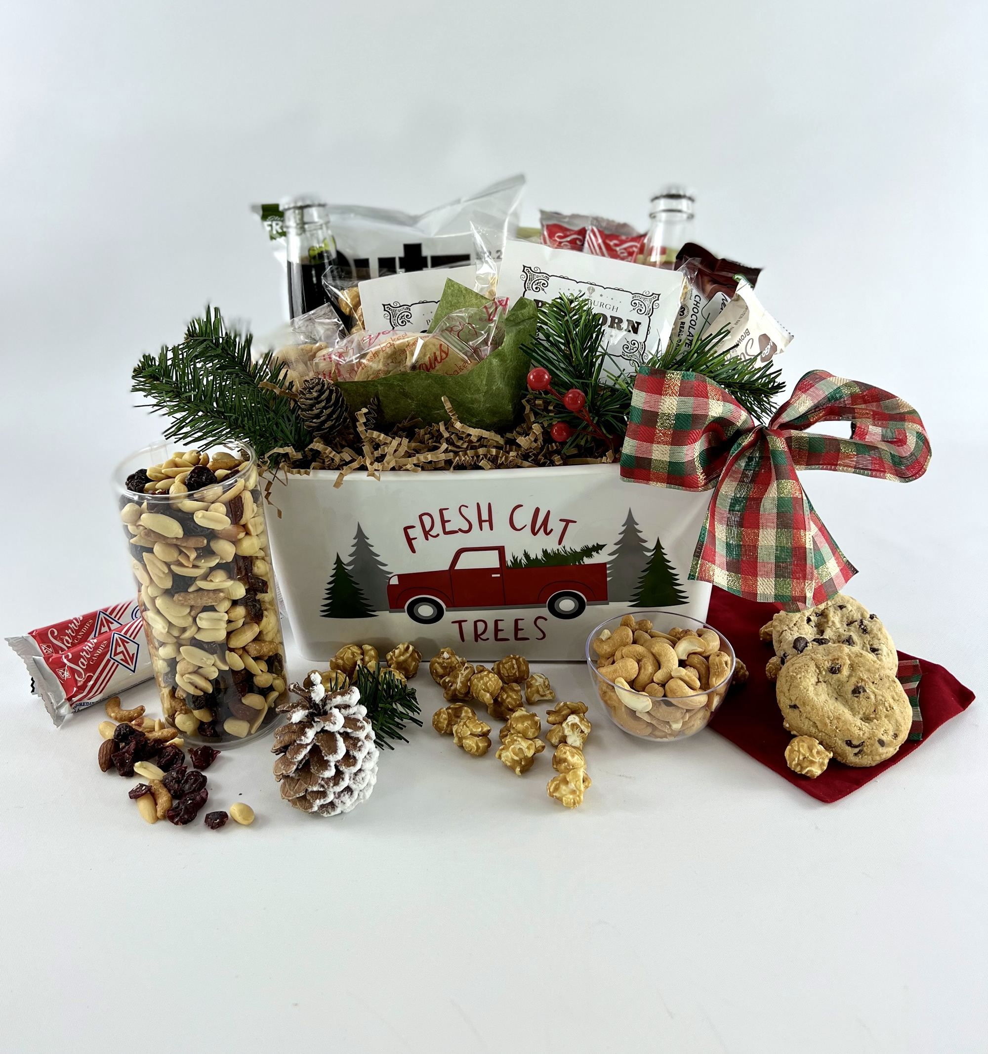 fresh cut trees holiday gift basket