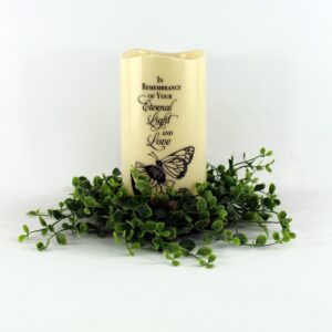 Sympathy Gifts. Basket of Pittsburgh sympathy gift. Photo of Memorial Candle and greenery.